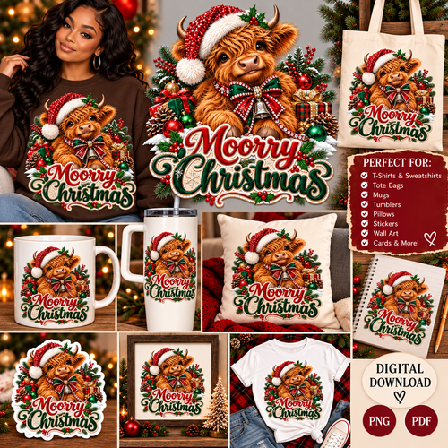 Moorry Christmas Holiday Vibes Digital Art Print — Red, Green and Cream