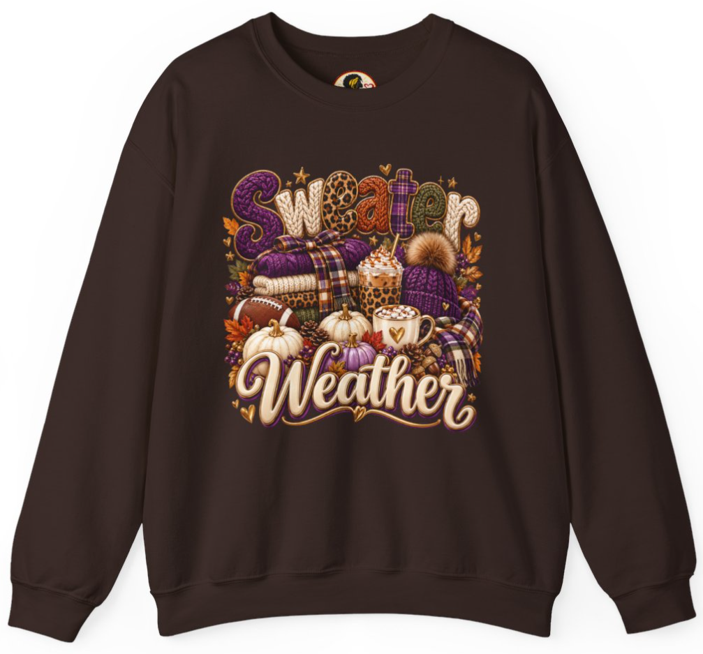 Sweater Weather Fall Vibes Digital Art Print — Purple, Cream, Green ...